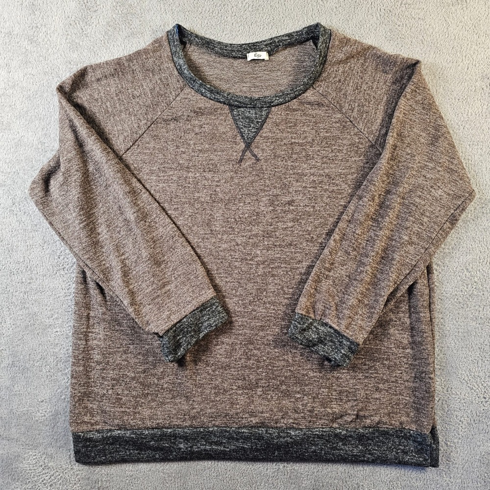 Egy Womens 2XL Marled Brown Raglan Shirt‎ Pullover Made in USA